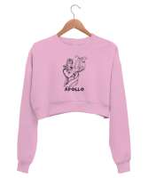 Apollo - Kehanet - Güzellik - Gençlik - Işığın Mitolojik Tanrısı Pembe Kadın Crop Sweatshirt - Thumbnail