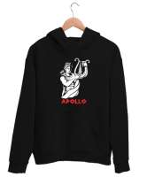 Apollo - Kehanet - Güzellik - Gençlik - Işığın Mitolojik Tanrısı Siyah Unisex Kapşonlu Sweatshirt - Thumbnail