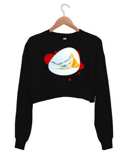 Aquarium - Akvaryum - Siyah Kadın Crop Sweatshirt