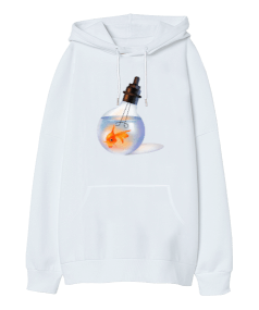 Aquarium Lamp Oversize Unisex Kapüşonlu Sweatshirt