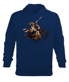 Aragorn At Üstünde Aragorn Riding a Horse Baskılı Siyah Erkek Kapüşonlu Hoodie Sweatshirt