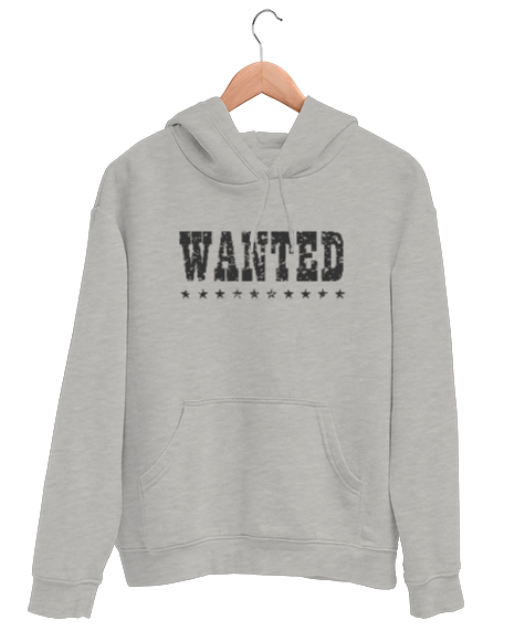 Tisho - Aranıyor - Wanted - Vahşi Batı Gri Unisex Kapşonlu Sweatshirt