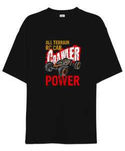 Arazi Arabası Paletli Güç - Power Siyah Oversize Unisex Tişört