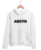 ARCYN: Mysterious Echo Beyaz Unisex Kapşonlu Sweatshirt - Thumbnail