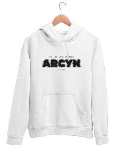 ARCYN: Mysterious Echo Beyaz Unisex Kapşonlu Sweatshirt