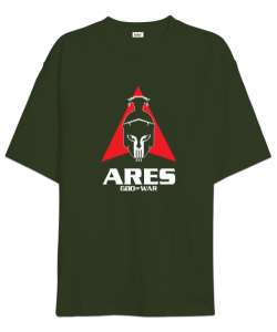 Ares - God Of War - Savaş Tanrısı Haki Yeşili Oversize Unisex Tişört