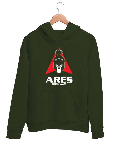 Tisho - Ares - God Of War - Savaş Tanrısı Haki Yeşili Unisex Kapşonlu Sweatshirt