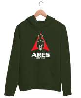 Ares - God Of War - Savaş Tanrısı Haki Yeşili Unisex Kapşonlu Sweatshirt - Thumbnail