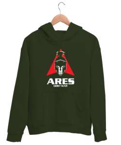 Ares - God Of War - Savaş Tanrısı Haki Yeşili Unisex Kapşonlu Sweatshirt