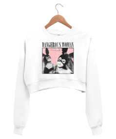 Ariana Grande Dangerous Woman Baskılı Kadın Crop Sweatshirt