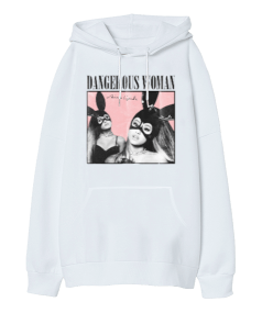 Ariana Grande Dangerous Woman Baskılı Oversize Unisex Kapüşonlu Sweatshirt