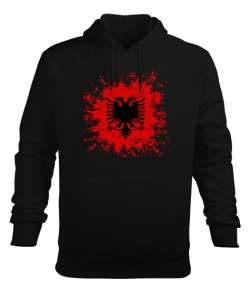 Arnavutluk,albania,Arnavutluk Bayrağı,Arnavutluk haritası. Siyah Erkek Kapüşonlu Hoodie Sweatshirt