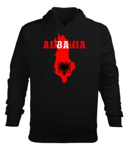 Arnavutluk,albania,Arnavutluk Bayrağı,Arnavutluk haritası. Siyah Erkek Kapüşonlu Hoodie Sweatshirt