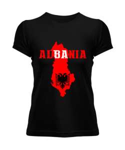 Arnavutluk,albania,Arnavutluk Bayrağı,Arnavutluk haritası. Siyah Kadın Tişört