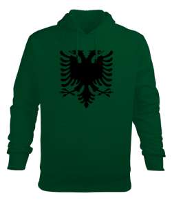 Arnavutluk,albania,Arnavutluk Bayrağı,Arnavutluk logosu,albania flag. Çimen Yeşili Erkek Kapüşonlu Hoodie Sweatshirt