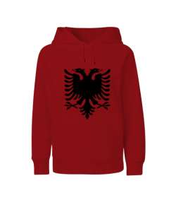 Arnavutluk,albania,Arnavutluk Bayrağı,Arnavutluk logosu,albania flag. Kırmızı Çocuk Unisex Hoodie Kapüşonlu