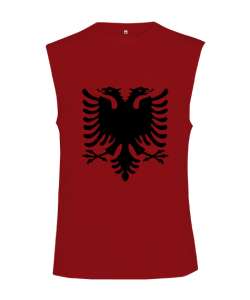 Arnavutluk,albania,Arnavutluk Bayrağı,Arnavutluk logosu,albania flag. Kırmızı Kesik Kol Unisex Tişört