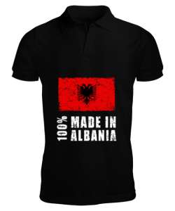 Arnavutluk,albania,Arnavutluk Bayrağı,Arnavutluk logosu,albania flag. Siyah Erkek Kısa Kol Polo Yaka