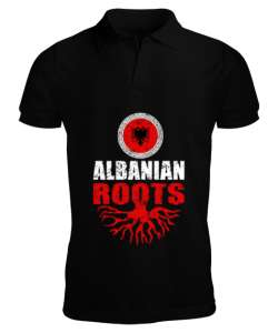 Arnavutluk,albania,Arnavutluk Bayrağı,Arnavutluk logosu,albania flag. Siyah Erkek Kısa Kol Polo Yaka