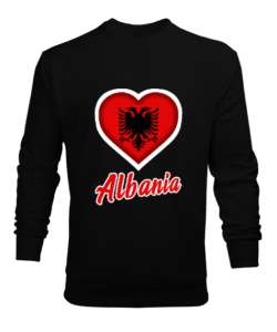 Arnavutluk,albania,Arnavutluk Bayrağı,Arnavutluk logosu,albania flag. Siyah Erkek Sweatshirt