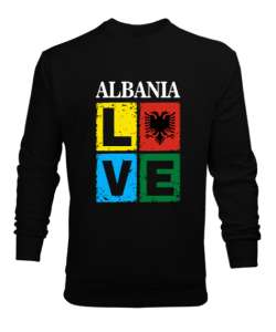 Arnavutluk,albania,Arnavutluk Bayrağı,Arnavutluk logosu,albania flag. Siyah Erkek Sweatshirt