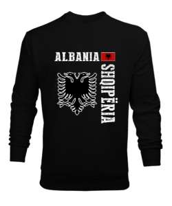 Arnavutluk,albania,Arnavutluk Bayrağı,Arnavutluk logosu,albania flag. Siyah Erkek Sweatshirt