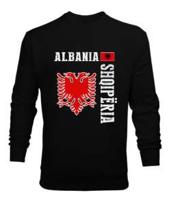 Arnavutluk,albania,Arnavutluk Bayrağı,Arnavutluk logosu,albania flag. Siyah Erkek Sweatshirt