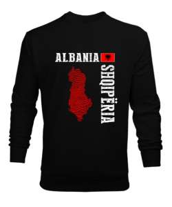 Arnavutluk,albania,Arnavutluk Bayrağı,Arnavutluk logosu,albania flag. Siyah Erkek Sweatshirt