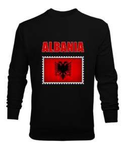 Arnavutluk,albania,Arnavutluk Bayrağı,Arnavutluk logosu,albania flag. Siyah Erkek Sweatshirt