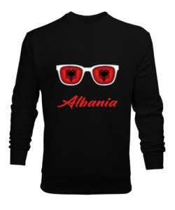 Arnavutluk,albania,Arnavutluk Bayrağı,Arnavutluk logosu,albania flag. Siyah Erkek Sweatshirt