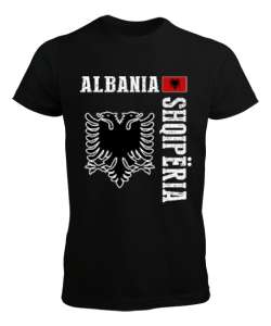 Arnavutluk,albania,Arnavutluk Bayrağı,Arnavutluk logosu,albania flag. Siyah Erkek Tişört