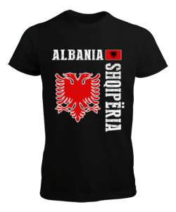 Arnavutluk,albania,Arnavutluk Bayrağı,Arnavutluk logosu,albania flag. Siyah Erkek Tişört