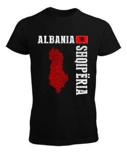 Arnavutluk,albania,Arnavutluk Bayrağı,Arnavutluk logosu,albania flag. Siyah Erkek Tişört