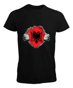 Arnavutluk,albania,Arnavutluk Bayrağı,Arnavutluk logosu,albania flag. Siyah Erkek Tişört