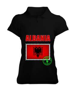 Arnavutluk,albania,Arnavutluk Bayrağı,Arnavutluk logosu,albania flag. Siyah Kadın Polo Yaka Tişört