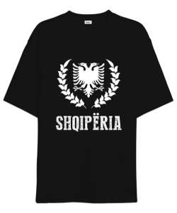 Arnavutluk,albania,Arnavutluk Bayrağı,Arnavutluk logosu,albania flag. Siyah Oversize Unisex Tişört