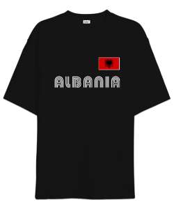 Arnavutluk,albania,Arnavutluk Bayrağı,Arnavutluk logosu,albania flag. Siyah Oversize Unisex Tişört