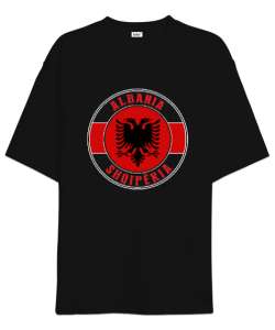 Arnavutluk,albania,Arnavutluk Bayrağı,Arnavutluk logosu,albania flag. Siyah Oversize Unisex Tişört