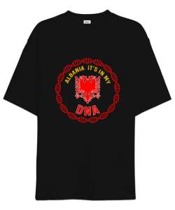 Arnavutluk,albania,Arnavutluk Bayrağı,Arnavutluk logosu,albania flag. Siyah Oversize Unisex Tişört