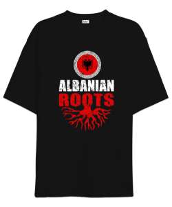 Arnavutluk,albania,Arnavutluk Bayrağı,Arnavutluk logosu,albania flag. Siyah Oversize Unisex Tişört