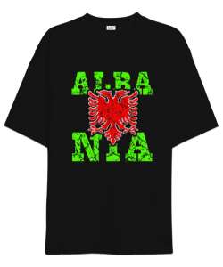 Arnavutluk,albania,Arnavutluk Bayrağı,Arnavutluk logosu,albania flag. Siyah Oversize Unisex Tişört