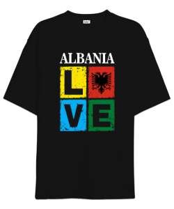 Arnavutluk,albania,Arnavutluk Bayrağı,Arnavutluk logosu,albania flag. Siyah Oversize Unisex Tişört