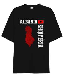 Arnavutluk,albania,Arnavutluk Bayrağı,Arnavutluk logosu,albania flag. Siyah Oversize Unisex Tişört