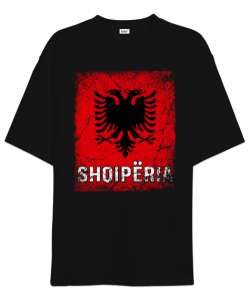 Arnavutluk,albania,Arnavutluk Bayrağı,Arnavutluk logosu,albania flag. Siyah Oversize Unisex Tişört