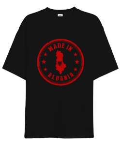 Arnavutluk,albania,Arnavutluk Bayrağı,Arnavutluk logosu,albania flag. Siyah Oversize Unisex Tişört