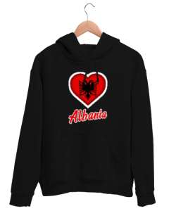 Arnavutluk,albania,Arnavutluk Bayrağı,Arnavutluk logosu,albania flag Siyah Unisex Kapşonlu Sweatshirt