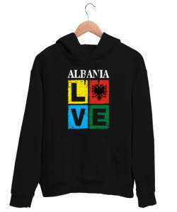 Arnavutluk,albania,Arnavutluk Bayrağı,Arnavutluk logosu,albania flag. Siyah Unisex Kapşonlu Sweatshirt