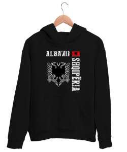 Arnavutluk,albania,Arnavutluk Bayrağı,Arnavutluk logosu,albania flag. Siyah Unisex Kapşonlu Sweatshirt