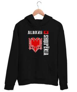 Arnavutluk,albania,Arnavutluk Bayrağı,Arnavutluk logosu,albania flag. Siyah Unisex Kapşonlu Sweatshirt