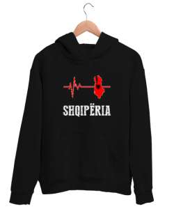 Arnavutluk,albania,Arnavutluk Bayrağı,Arnavutluk logosu,albania flag. Siyah Unisex Kapşonlu Sweatshirt